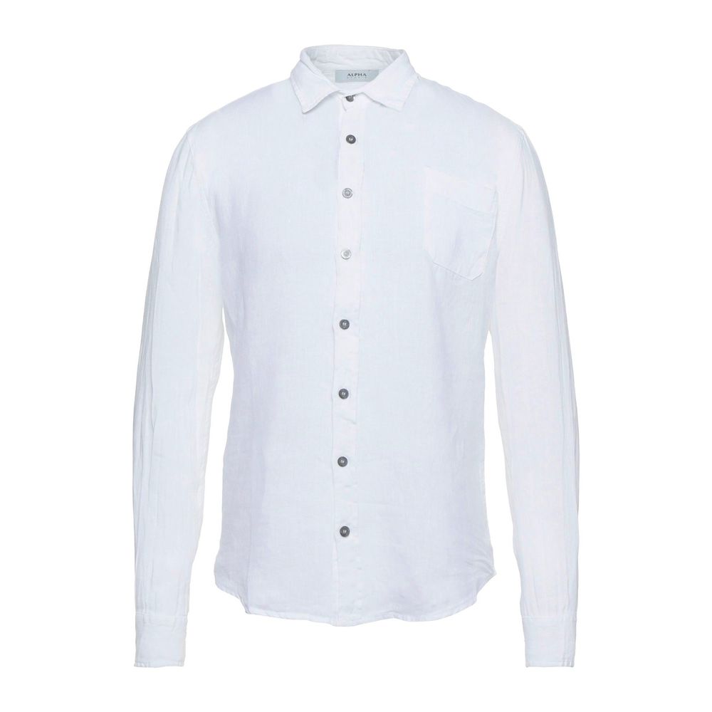 Alpha Studio Chic White Linen Shirt